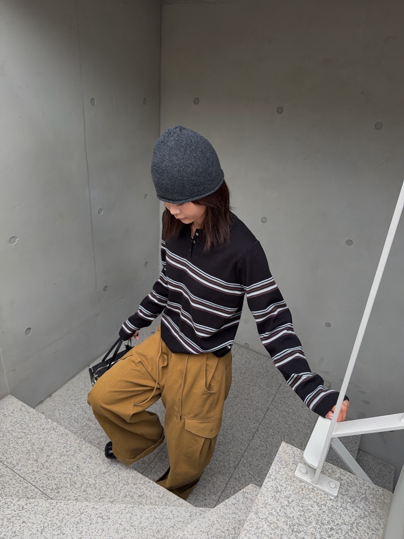 OLI SEOUL東大門代購女士新款真品推薦人氣休閑針織衫條紋OLI SEOUL針織衫