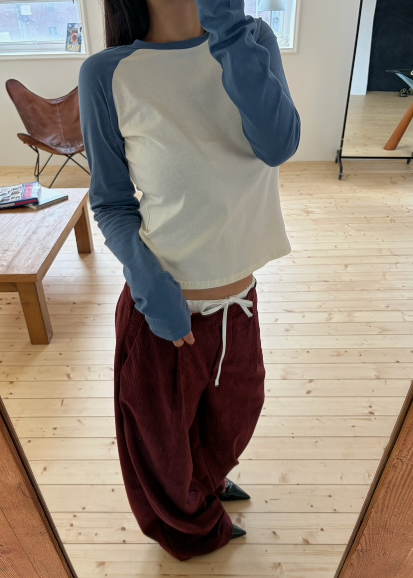 BYRING韓國直郵女裝新款時尚熱賣人氣真品休閑褲燈芯絨褶裥BYRING休閑褲