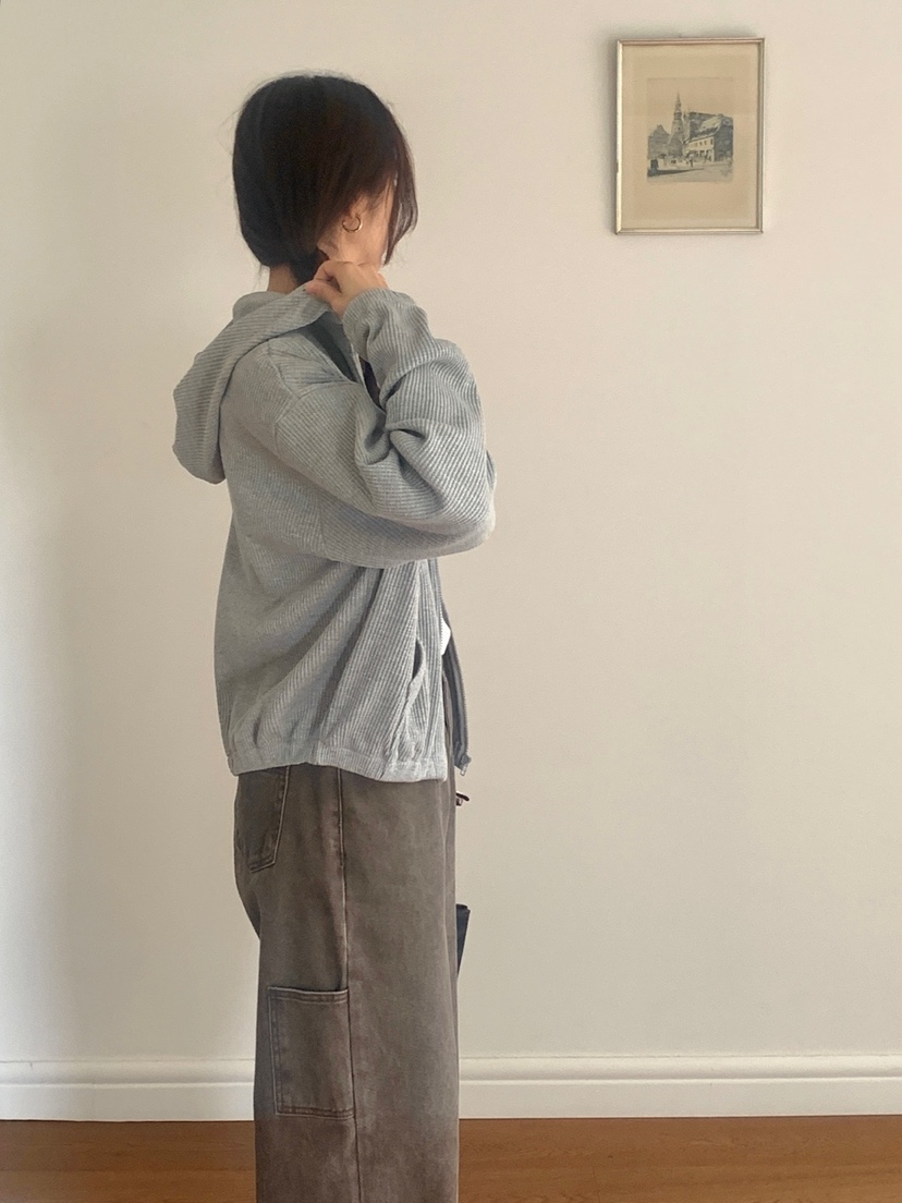 WOOD東大門實拍女裝新款人氣休閑時尚真品衛衣華夫格格紋WOOD-2件起衛衣