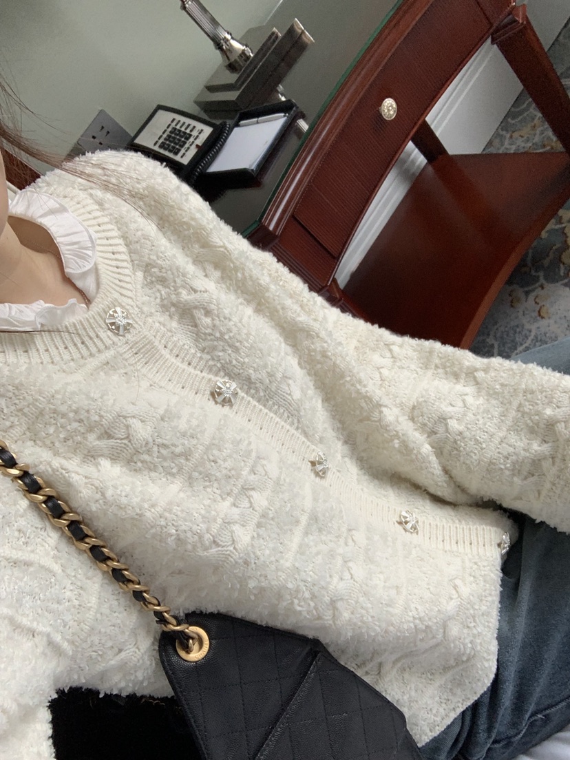 LA CREME東大門代購女裝新品時尚針織衫美利奴羊毛粗花呢LA CREME針織衫