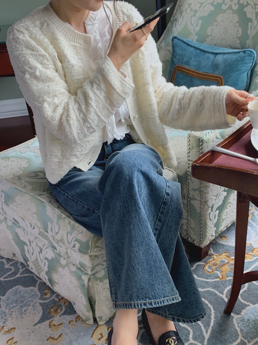 LA CREME東大門代購女裝新品時尚針織衫美利奴羊毛粗花呢LA CREME針織衫