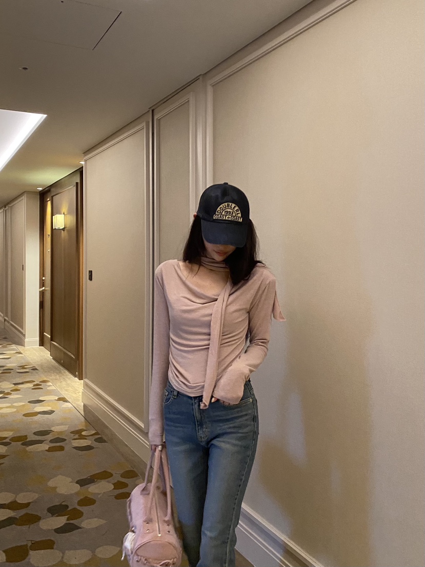 FOUREIGHT東大門代購女士新款時尚熱賣長袖T恤含脖帶披肩FOUR EIGHT長袖T恤