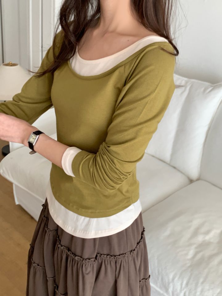 HEY/TO SEWING韓國直郵女士新款推薦時尚真品長袖T恤雙層BY HEY/TO SEWING長袖T恤