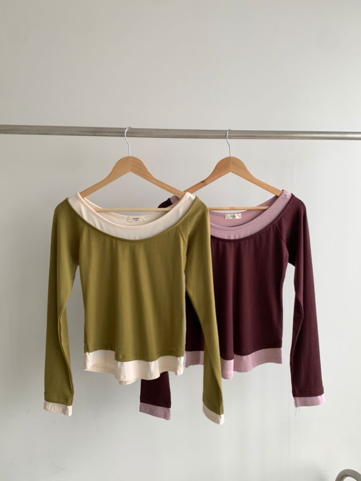 HEY/TO SEWING韓國直郵女士新款推薦時尚真品長袖T恤雙層BY HEY/TO SEWING長袖T恤