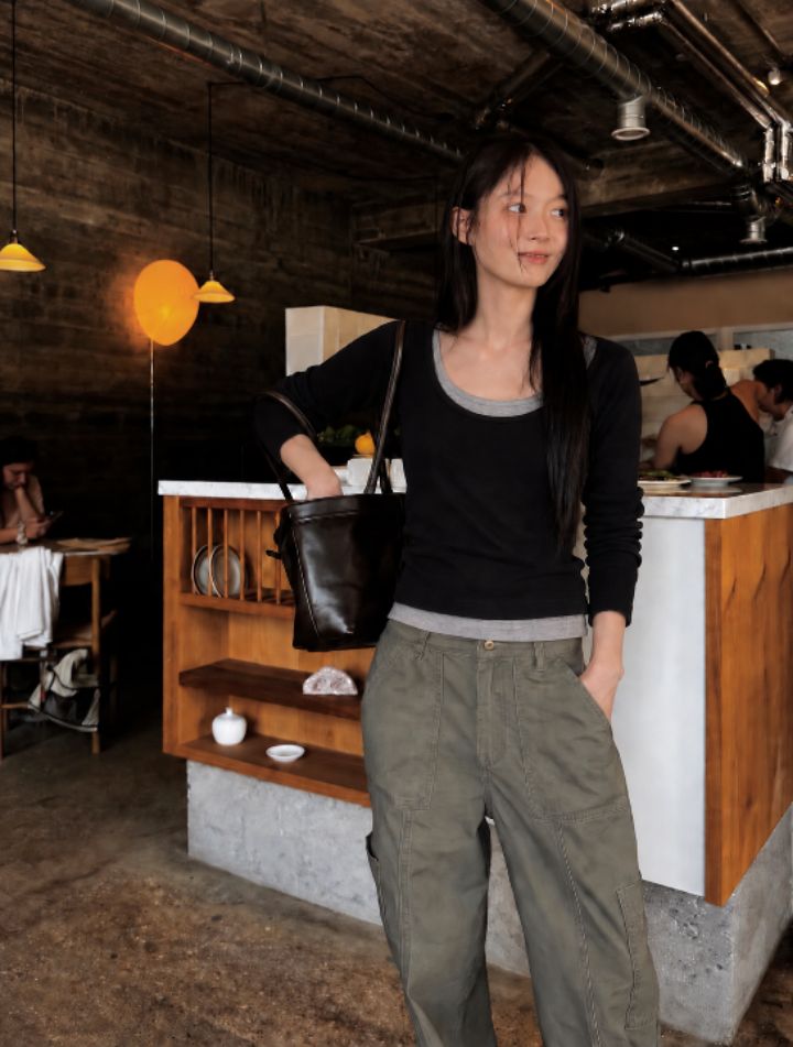 HEY/TO SEWING韓國直郵女士新款推薦時尚真品長袖T恤雙層BY HEY/TO SEWING長袖T恤
