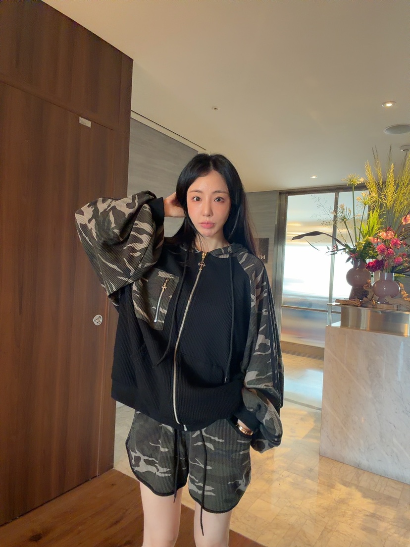 SEOUL PALETTE-Q韓國直郵女士新款時尚熱賣短褲華夫格迷彩SEOUL PALETTE-Q短褲