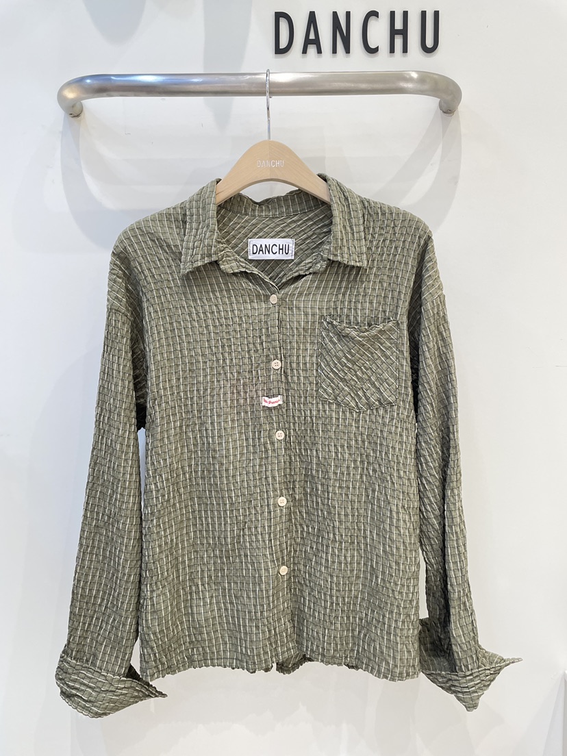 DANCHU韓國代購女裝新款休閑推薦熱賣時尚襯衫蕾絲衫格子DANCHU襯衫/蕾絲衫圖色2