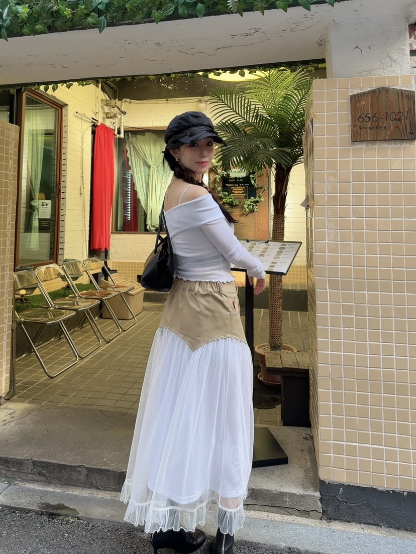 SEOUL PALETTE-Q韓國直郵女士新款推薦休閑職業長裙雙層SEOUL PALETTE-Q長裙