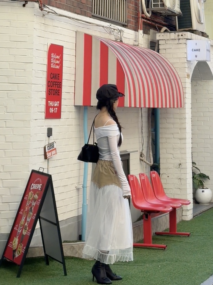 SEOUL PALETTE-Q韓國直郵女士新款推薦休閑職業長裙雙層SEOUL PALETTE-Q長裙