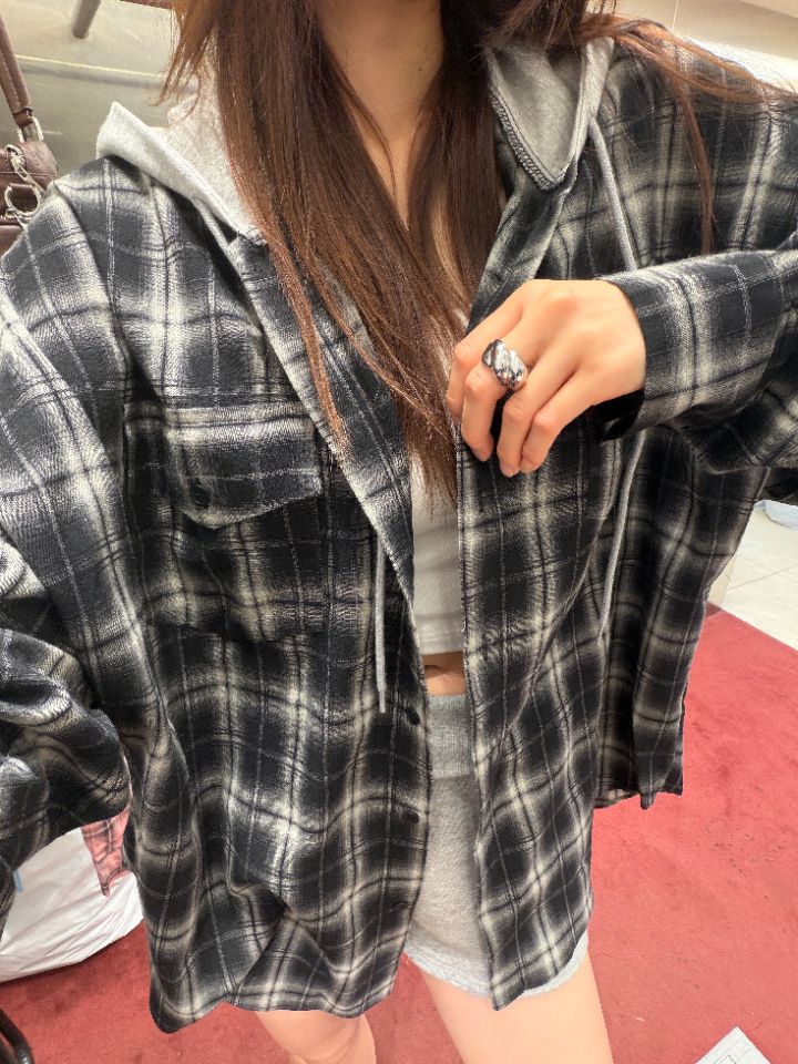 mars東大門實拍女士新品推薦真品人氣襯衫蕾絲衫連帽衫格子mars襯衫/蕾絲衫