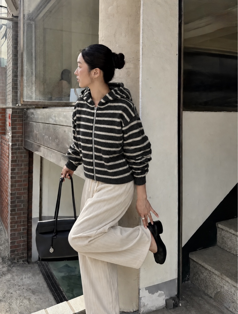 ONDO-P東大門代購女裝新品人氣推薦夾克拉鏈連帽衫針織拉鏈ONDO-P夾克
