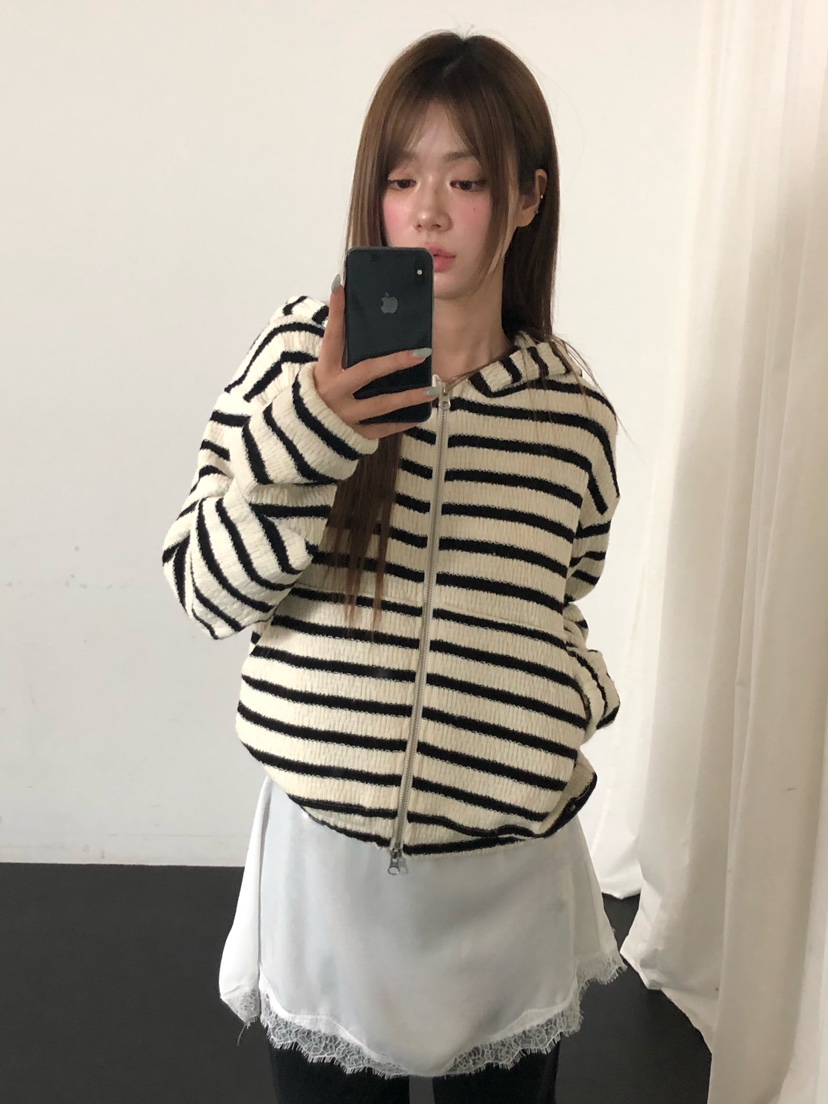ONDO-P東大門代購女裝新品人氣推薦夾克拉鏈連帽衫針織拉鏈ONDO-P夾克