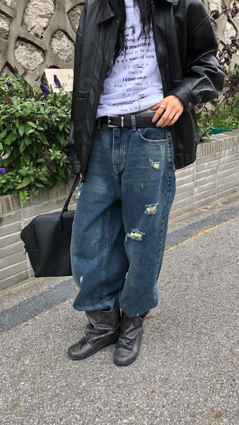 OVER RICH東大門直郵女士新品休閑熱賣推薦人氣時尚牛仔褲OVER RICH牛仔褲