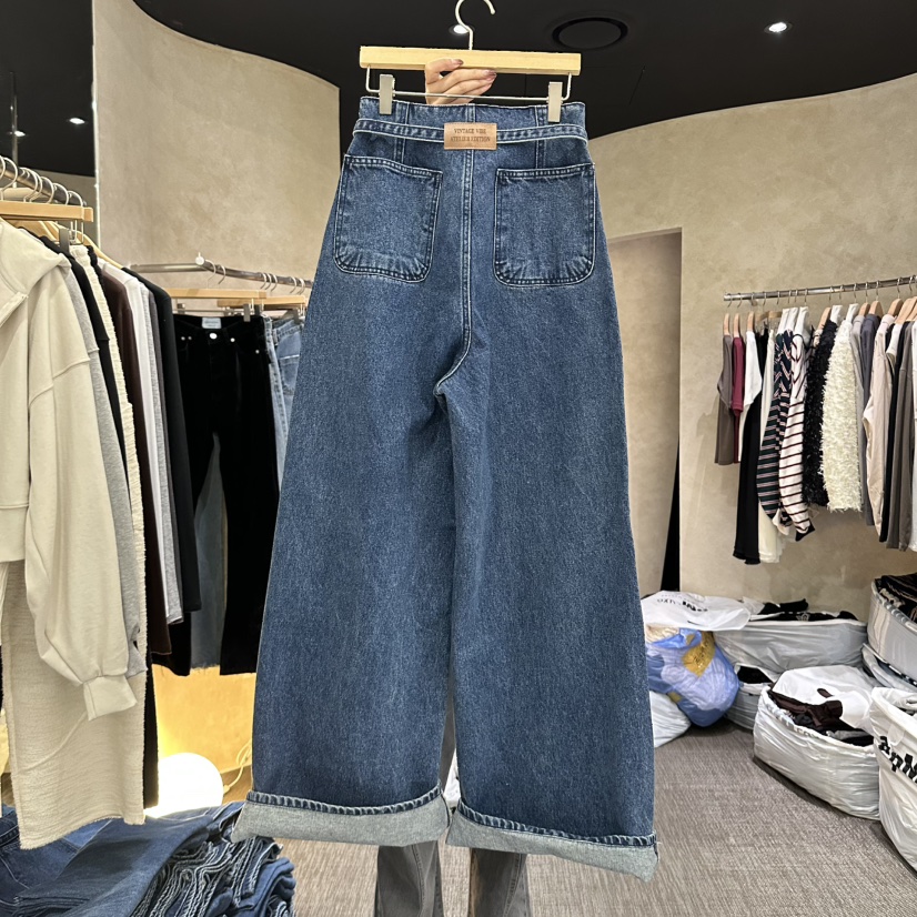VINTAGE VIBE韓國直郵女裝新品熱賣休閑推薦牛仔褲含腰帶VINTAGE VIBE牛仔褲