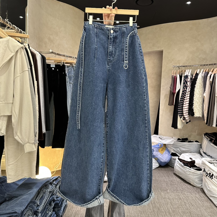 VINTAGE VIBE韓國直郵女裝新品熱賣休閑推薦牛仔褲含腰帶VINTAGE VIBE牛仔褲圖色1