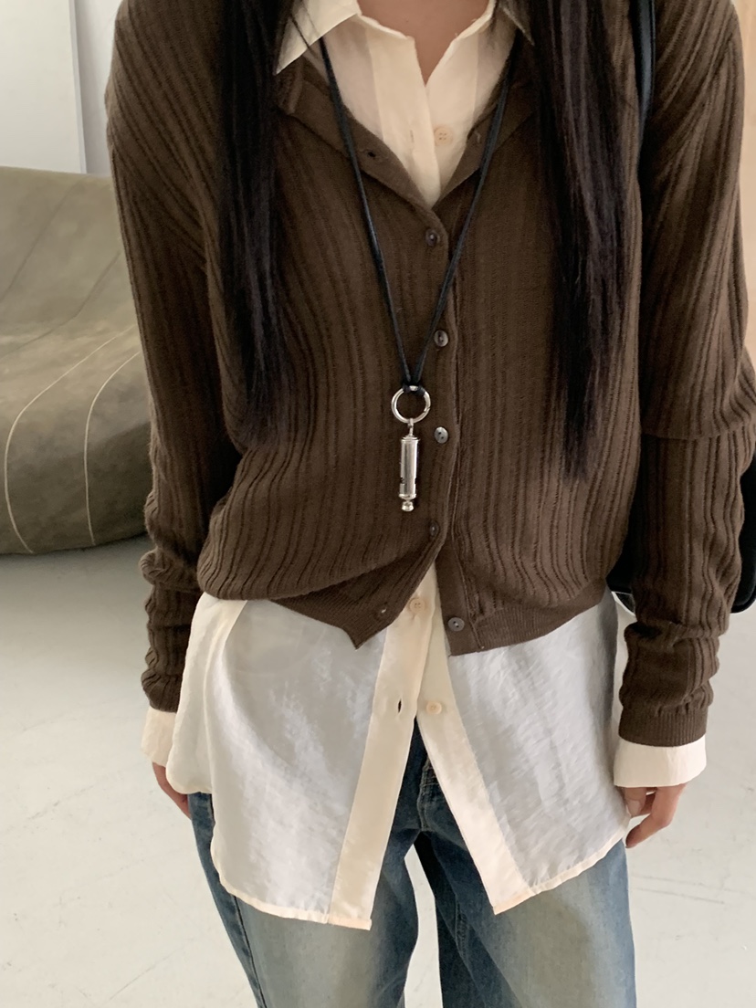 RIVER RAIN東大門直郵女裝新款休閑人氣針織衫柔軟開衫羅紋RIVER RAIN針織衫