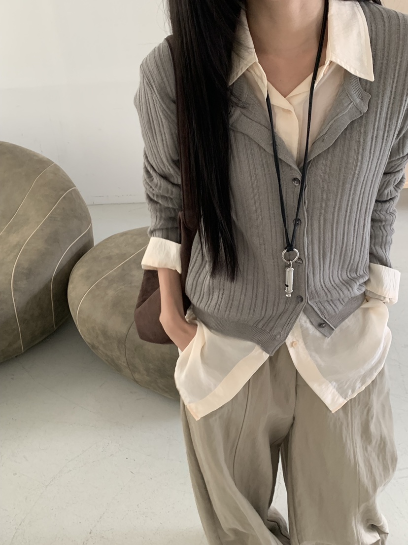 RIVER RAIN東大門直郵女裝新款休閑人氣針織衫柔軟開衫羅紋RIVER RAIN針織衫