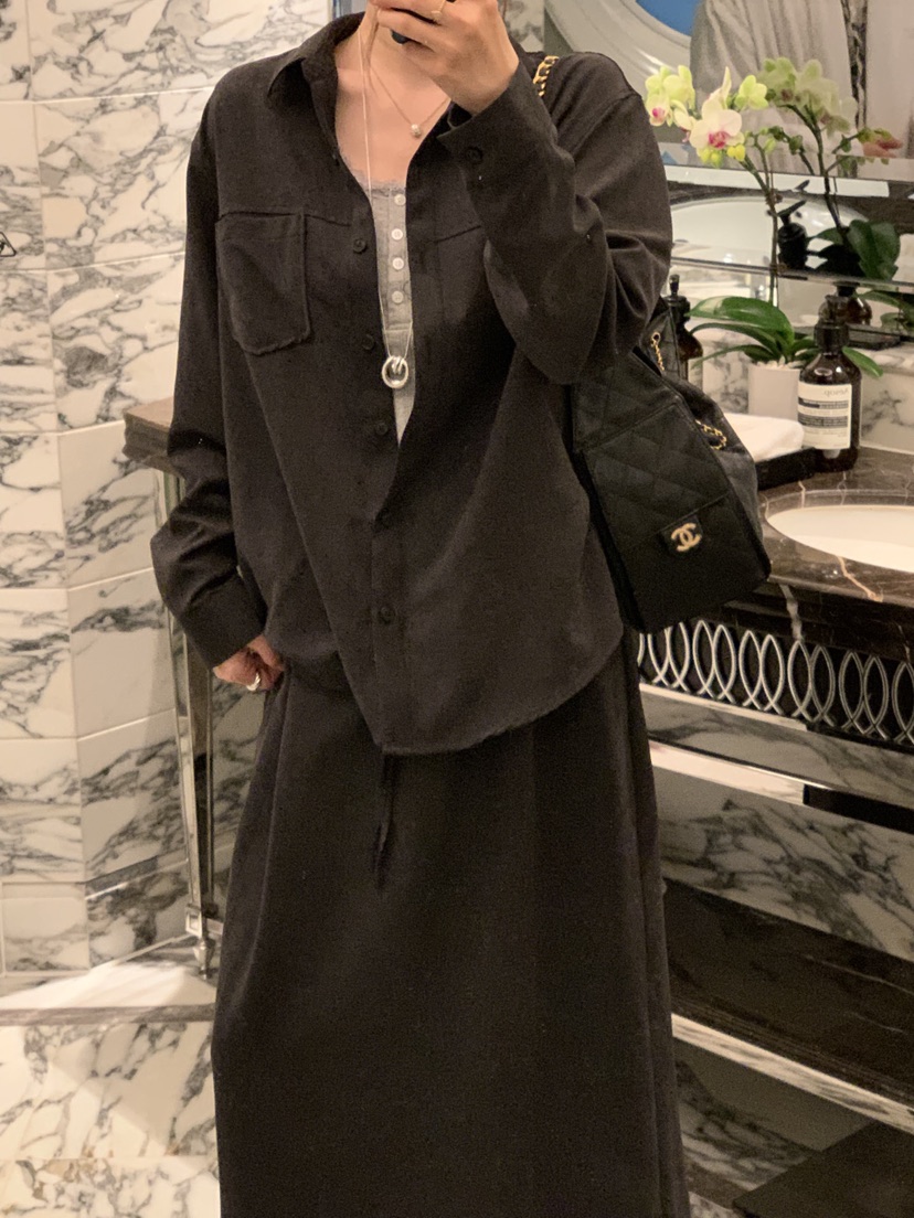 LA CREME東大門實拍女裝新品人氣時尚襯衫蕾絲衫口袋纖維LA CREME襯衫/蕾絲衫
