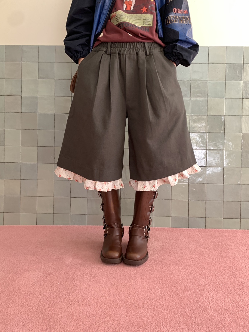 MAISONDEGLORY韓國直郵女士新品推薦真品時尚人氣短褲褶邊Maison de glory短褲圖色1