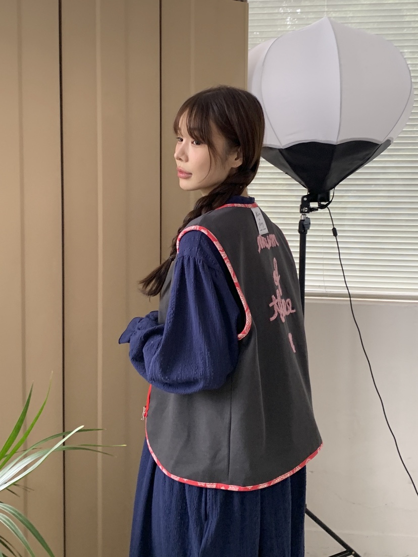 MAISONDEGLORY韓國代購女裝新品休閑時尚真品馬甲花紋雙面Maison de glory馬甲