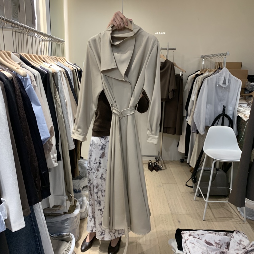 ARCHER東大門直郵女裝新品推薦人氣熱賣真品長款風衣含腰帶ARCHER長款風衣圖色2