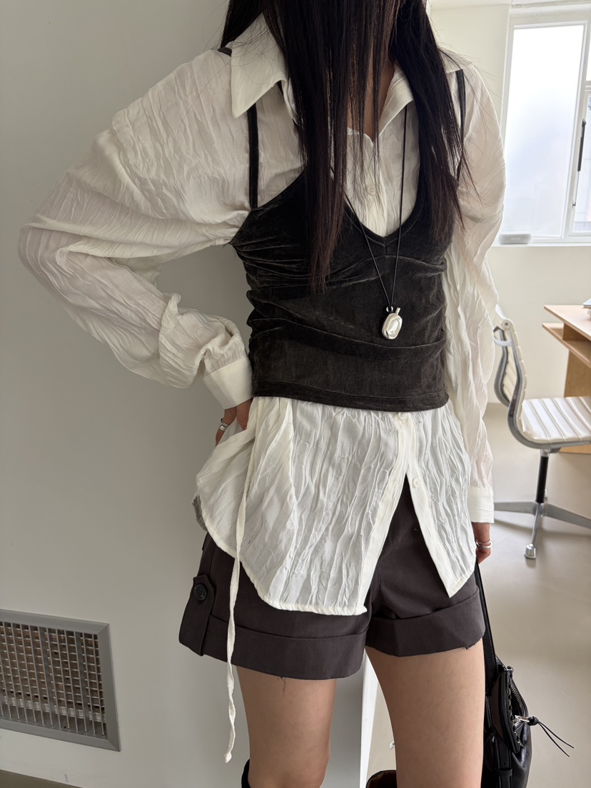 Verbena韓國代購女裝新品推薦吊帶背心不含內搭天鵝絨無袖Verbena吊帶/背心