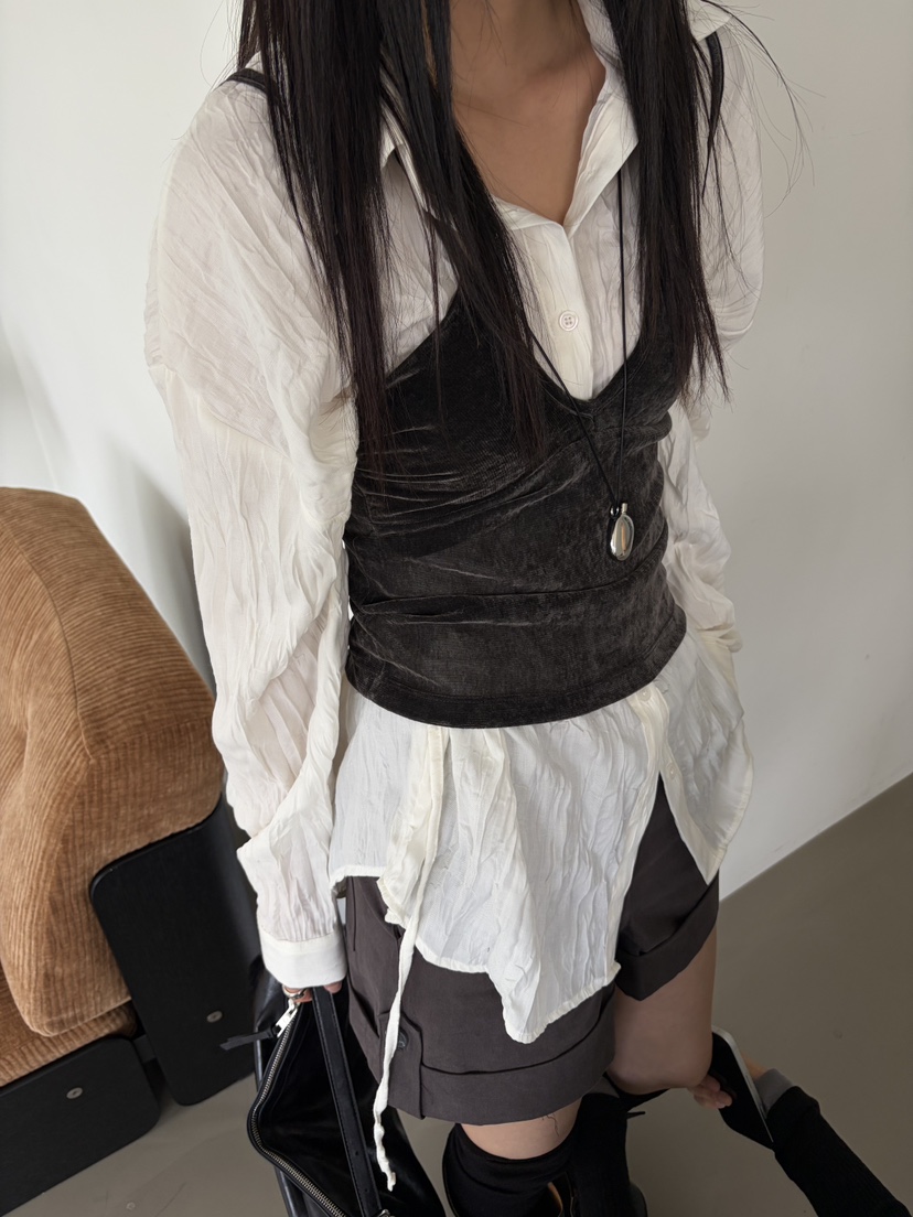 Verbena韓國代購女裝新品推薦吊帶背心不含內搭天鵝絨無袖Verbena吊帶/背心