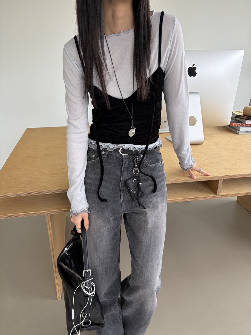 Verbena韓國代購女裝新品推薦吊帶背心不含內搭天鵝絨無袖Verbena吊帶/背心