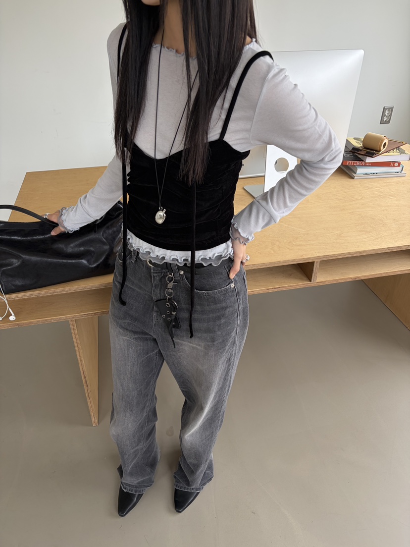 Verbena韓國代購女裝新品推薦吊帶背心不含內搭天鵝絨無袖Verbena吊帶/背心