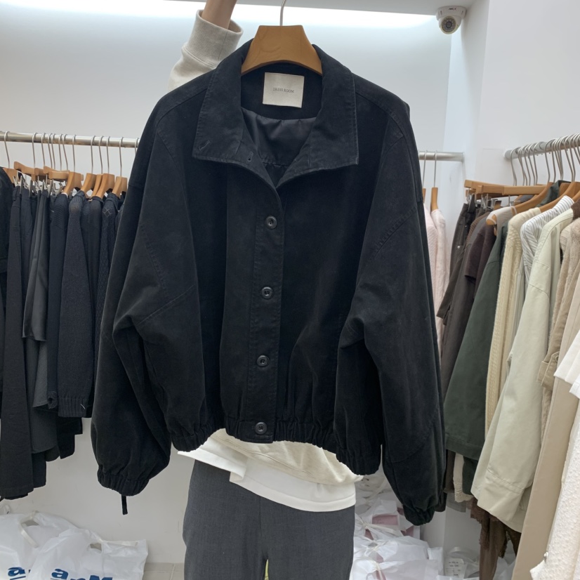DRESS ROOM東大門直郵女士新品休閑推薦時尚人氣夾克麂皮DRESS ROOM夾克圖色2黑