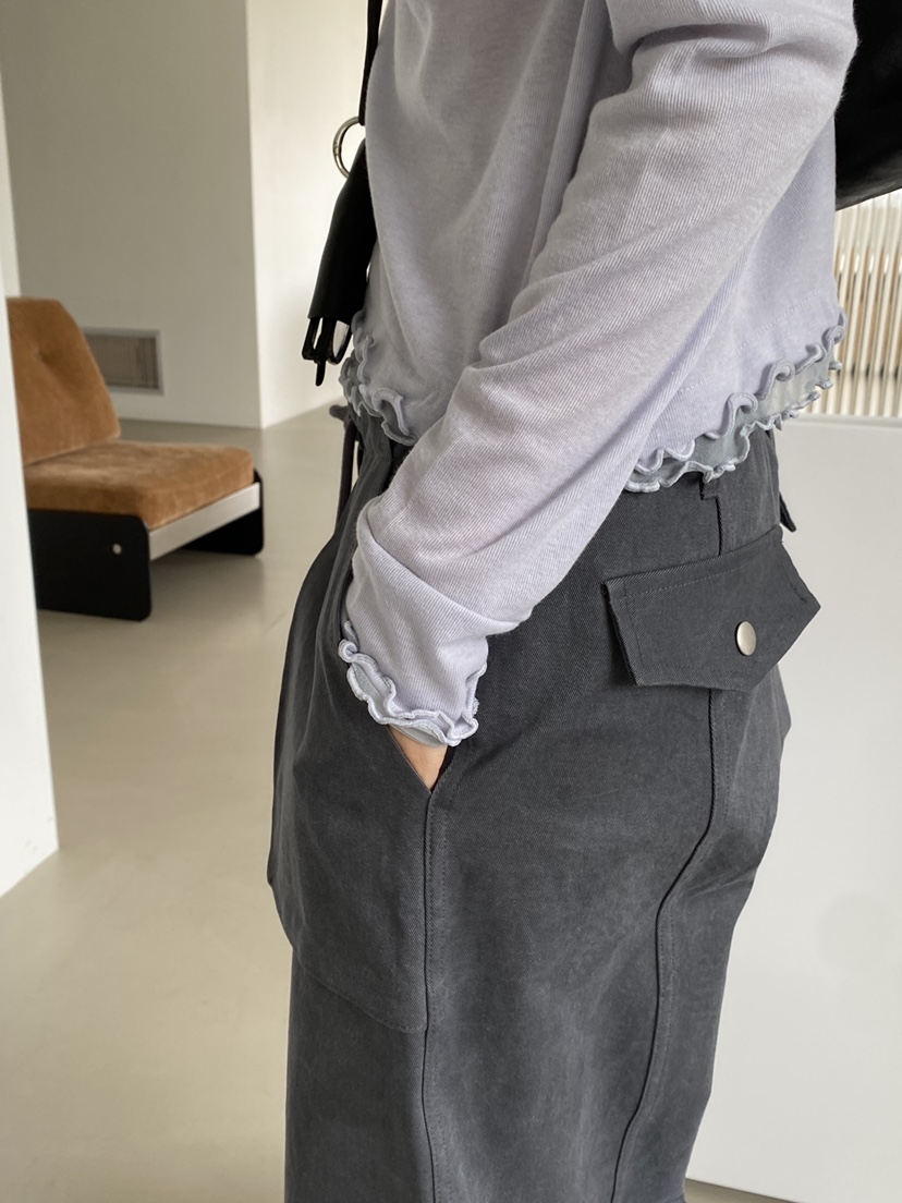 Verbena韓國直郵女士新品時尚人氣長袖T恤荷葉邊網狀雙層Verbena長袖T恤