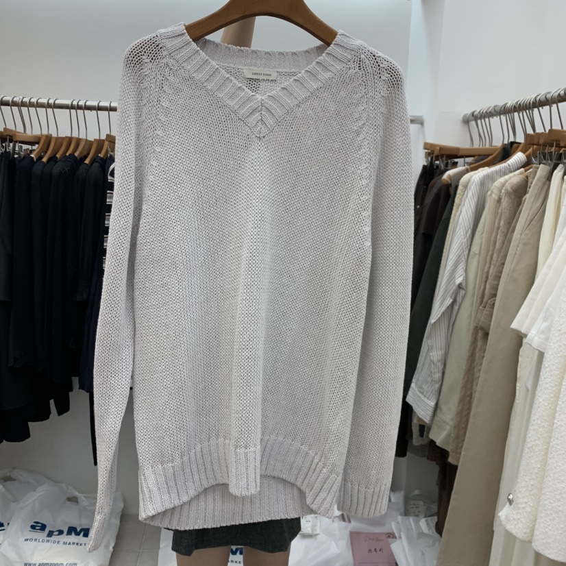 DRESS ROOM韓國代購女裝新款推薦真品人氣休閑針織衫V領DRESS ROOM針織衫圖色1