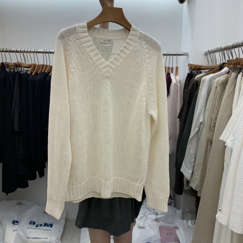 DRESS ROOM韓國代購女裝新款推薦真品人氣休閑針織衫V領DRESS ROOM針織衫圖色2