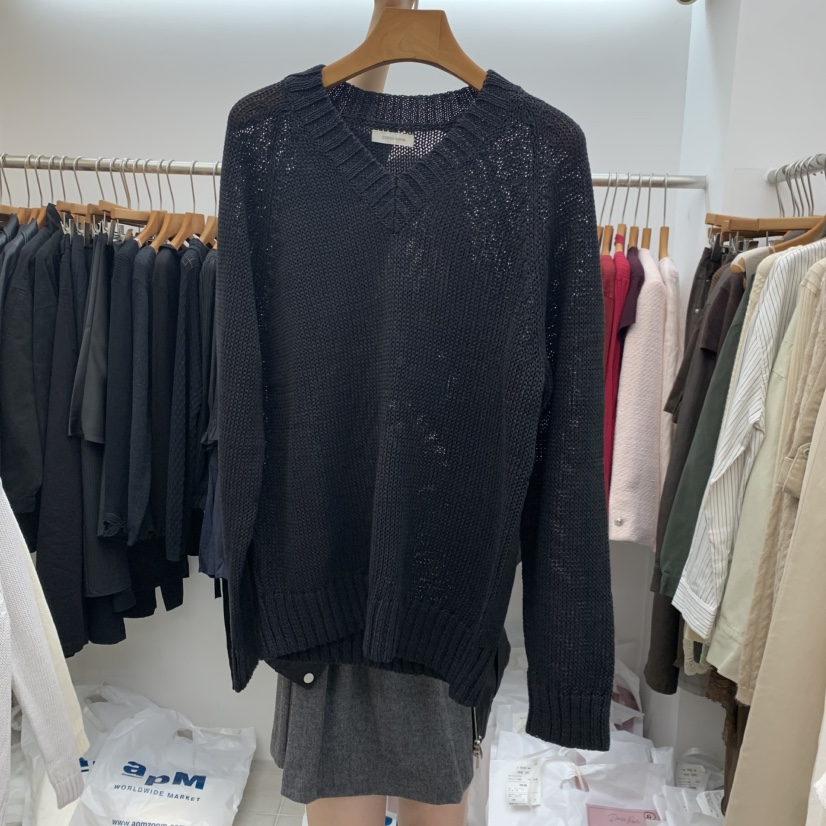 DRESS ROOM韓國代購女裝新款推薦真品人氣休閑針織衫V領DRESS ROOM針織衫圖色3