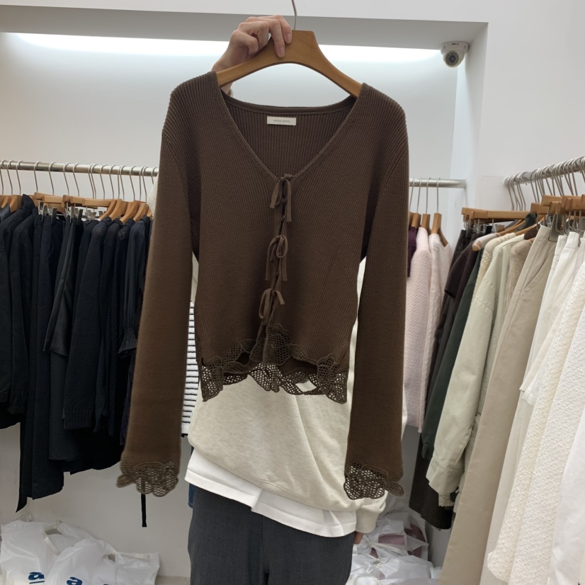 DRESS ROOM韓國直郵女士新款時尚熱賣人氣休閑推薦開衫蕾絲DRESS ROOM開衫圖色2