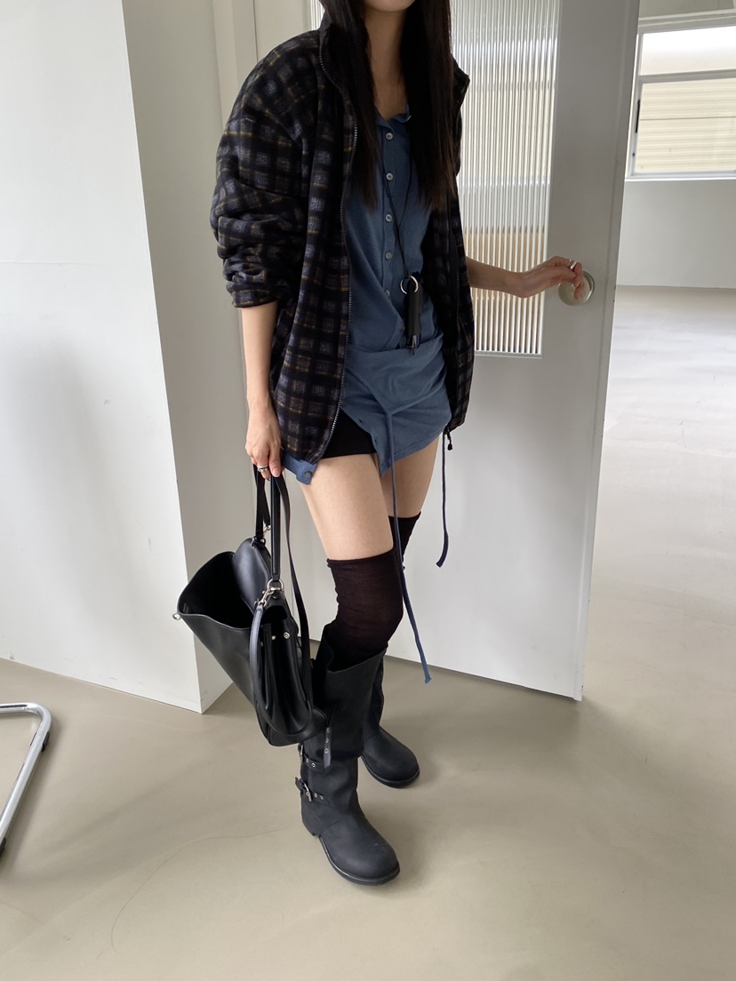 Verbena韓國直郵女裝新品人氣推薦熱賣真品休閑夾克格子絨Verbena夾克