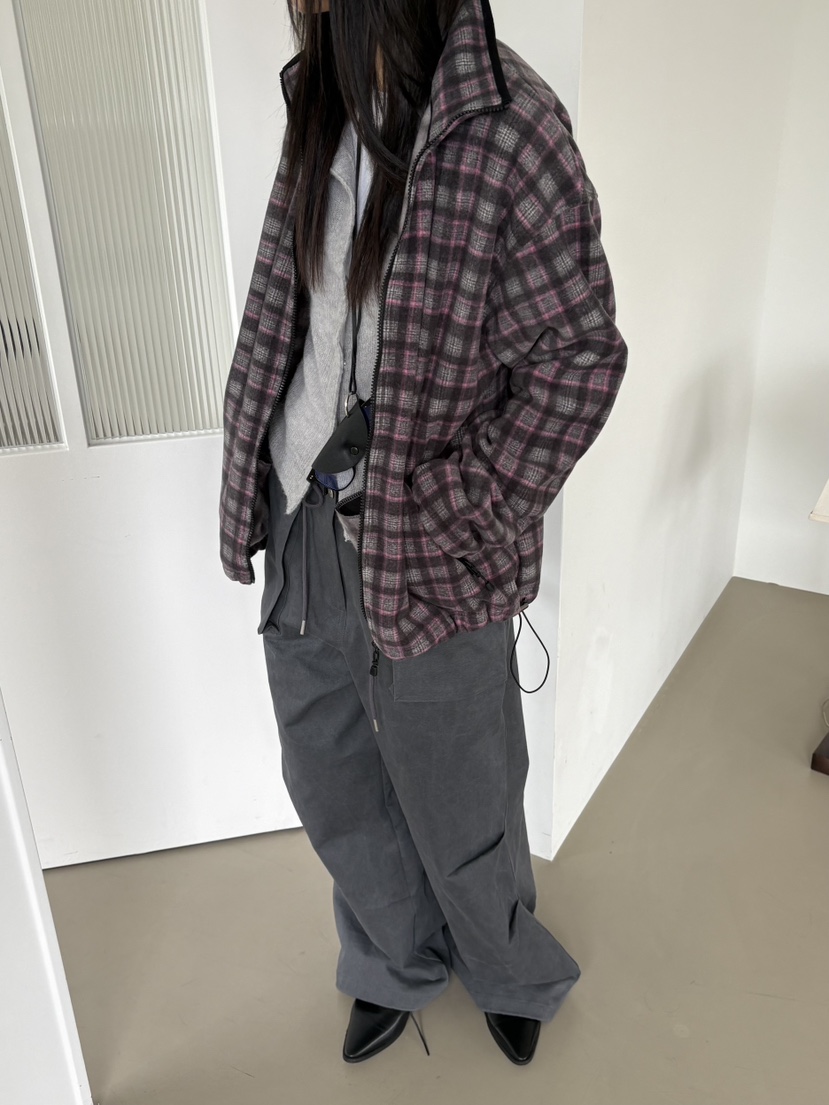 Verbena韓國直郵女裝新品人氣推薦熱賣真品休閑夾克格子絨Verbena夾克