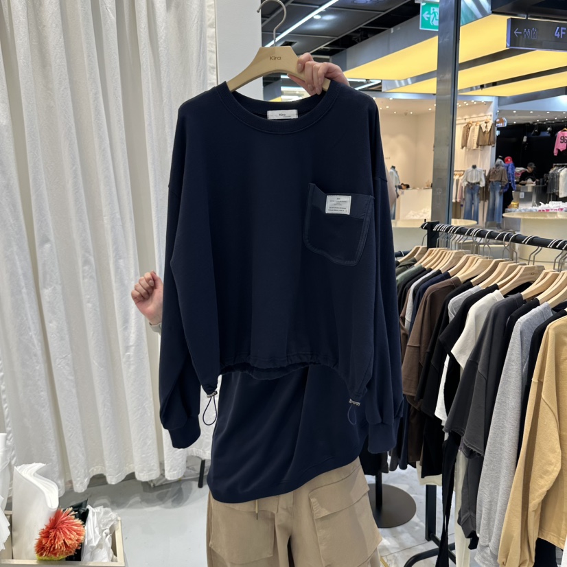IN KIRA韓國直郵女士新品時尚熱賣人氣真品休閑推薦長袖T恤IN KIRA長袖T恤圖色2深藍色