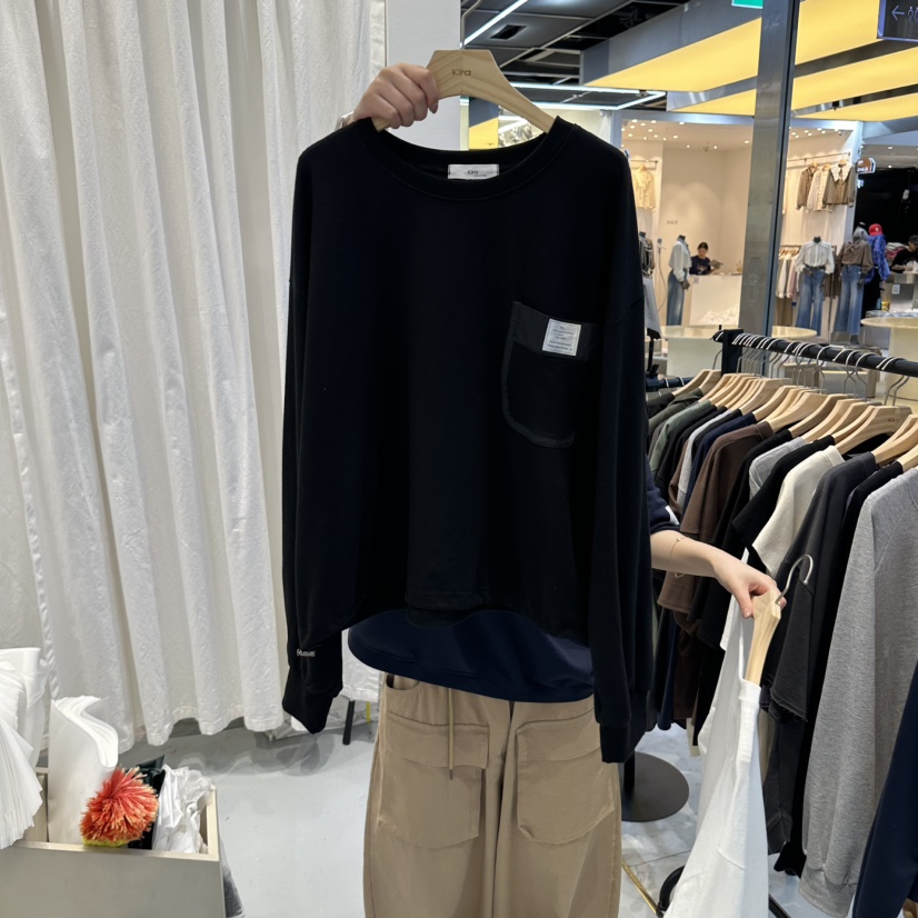 IN KIRA韓國直郵女士新品時尚熱賣人氣真品休閑推薦長袖T恤IN KIRA長袖T恤圖色4黑色