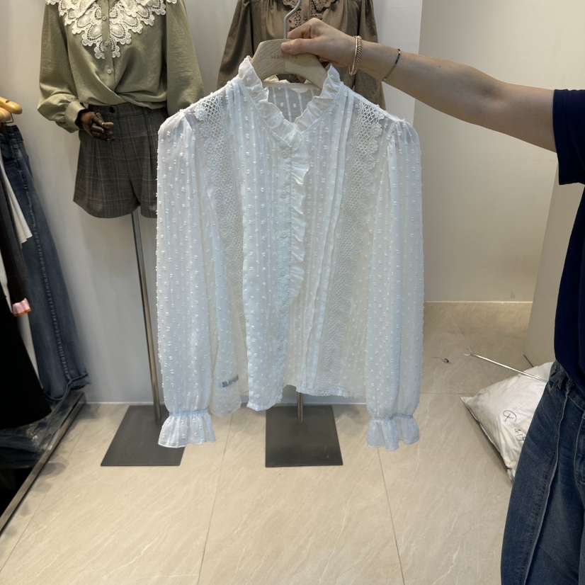 2AN.B韓國代購女裝新款真品時尚人氣休閑襯衫蕾絲衫蕾絲2AN.B襯衫/蕾絲衫圖色1