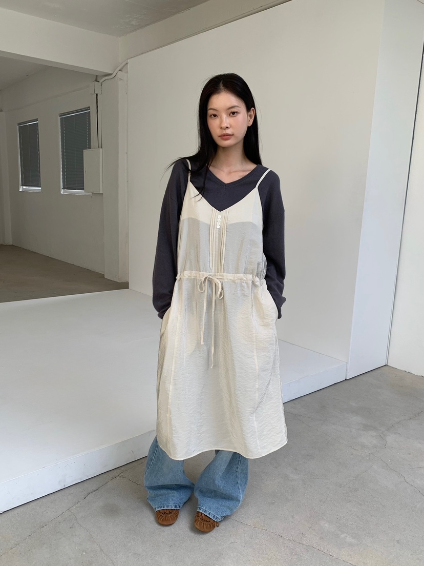 LOVEMYSANTA韓國直郵女裝新款人氣真品連衣裙OPS褶裥紐扣LOVEMYSANTA連衣裙圖色1