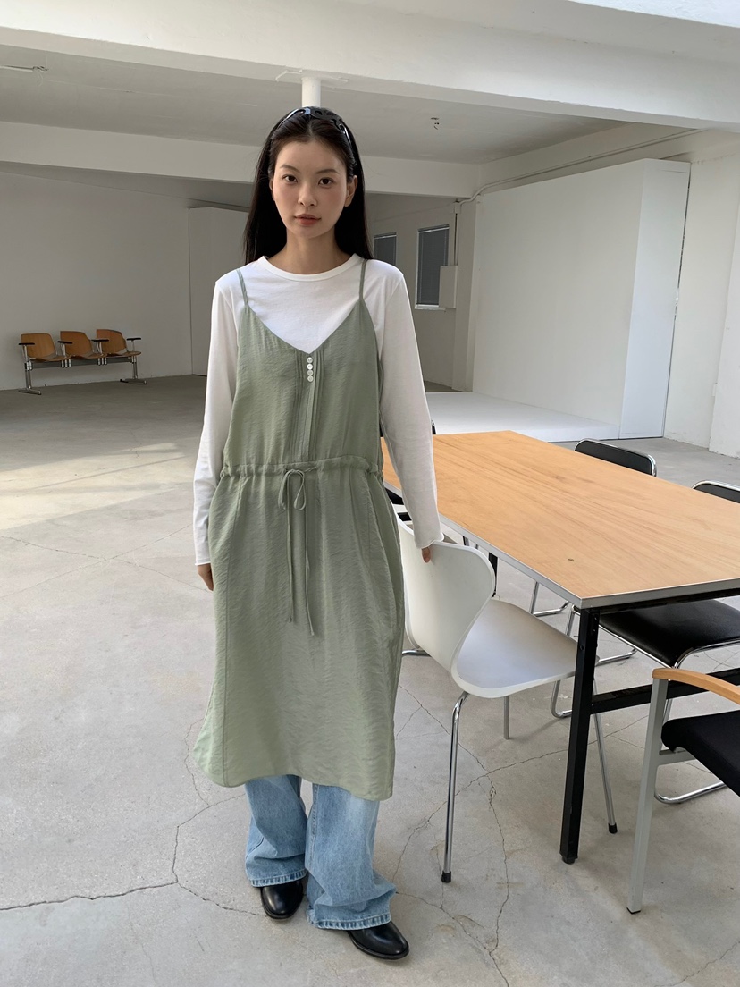 LOVEMYSANTA韓國直郵女裝新款人氣真品連衣裙OPS褶裥紐扣LOVEMYSANTA連衣裙圖色2