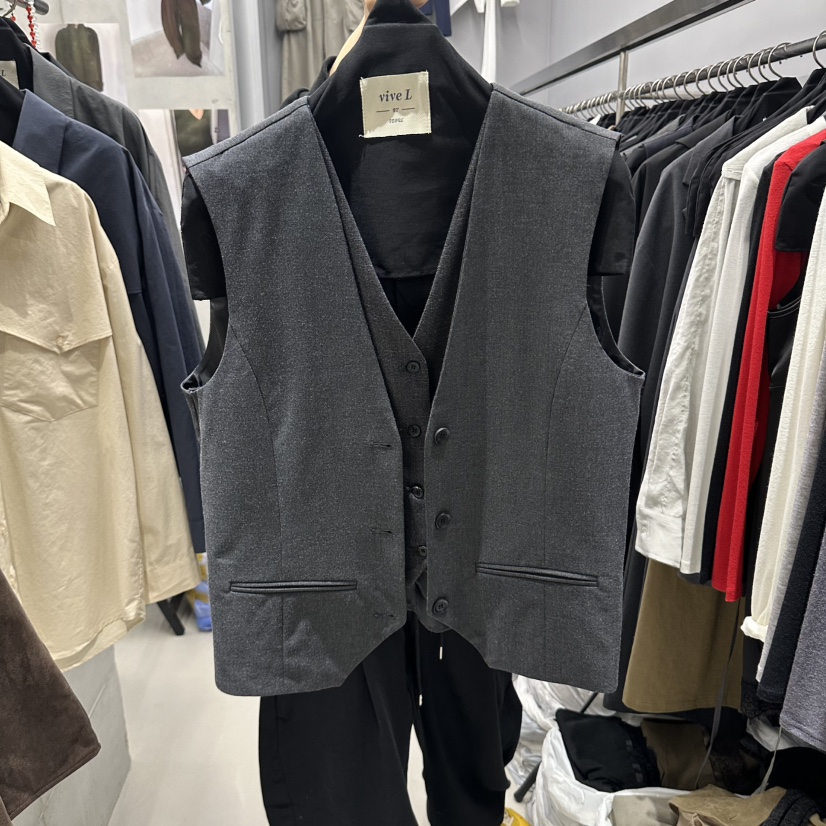 VIVEL東大門實拍女裝新品推薦熱賣休閑時尚人氣真品馬甲VIVEL馬甲圖色2深灰色