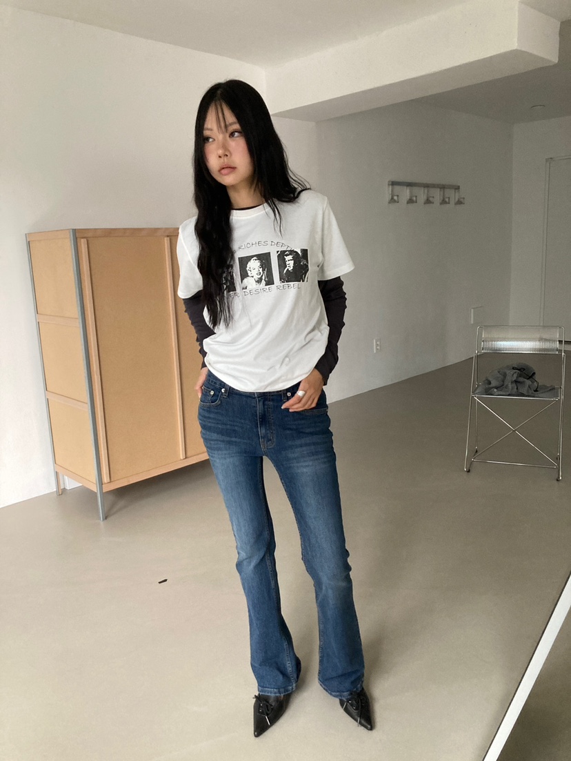 MORE THAN-P東大門直郵女裝新款休閑熱賣牛仔褲修身喇叭MORE THAN牛仔褲