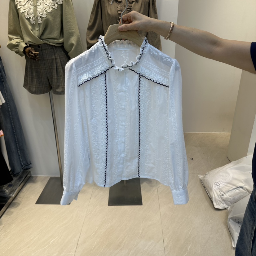 2AN.B韓國直郵女裝新品時尚推薦休閑真品襯衫蕾絲衫刺繡2AN.B襯衫/蕾絲衫圖色2白色