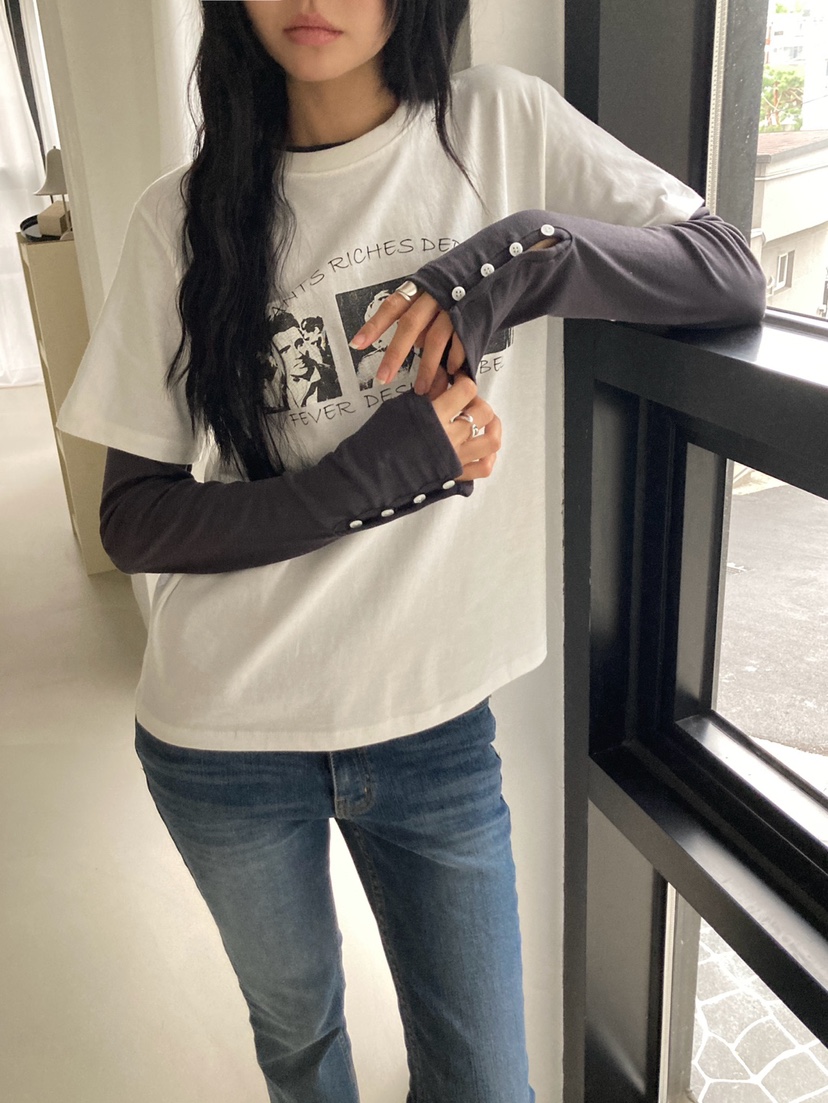 MORE THAN-P東大門實拍女裝新款休閑推薦真品時尚長袖T恤MORE THAN長袖T恤
