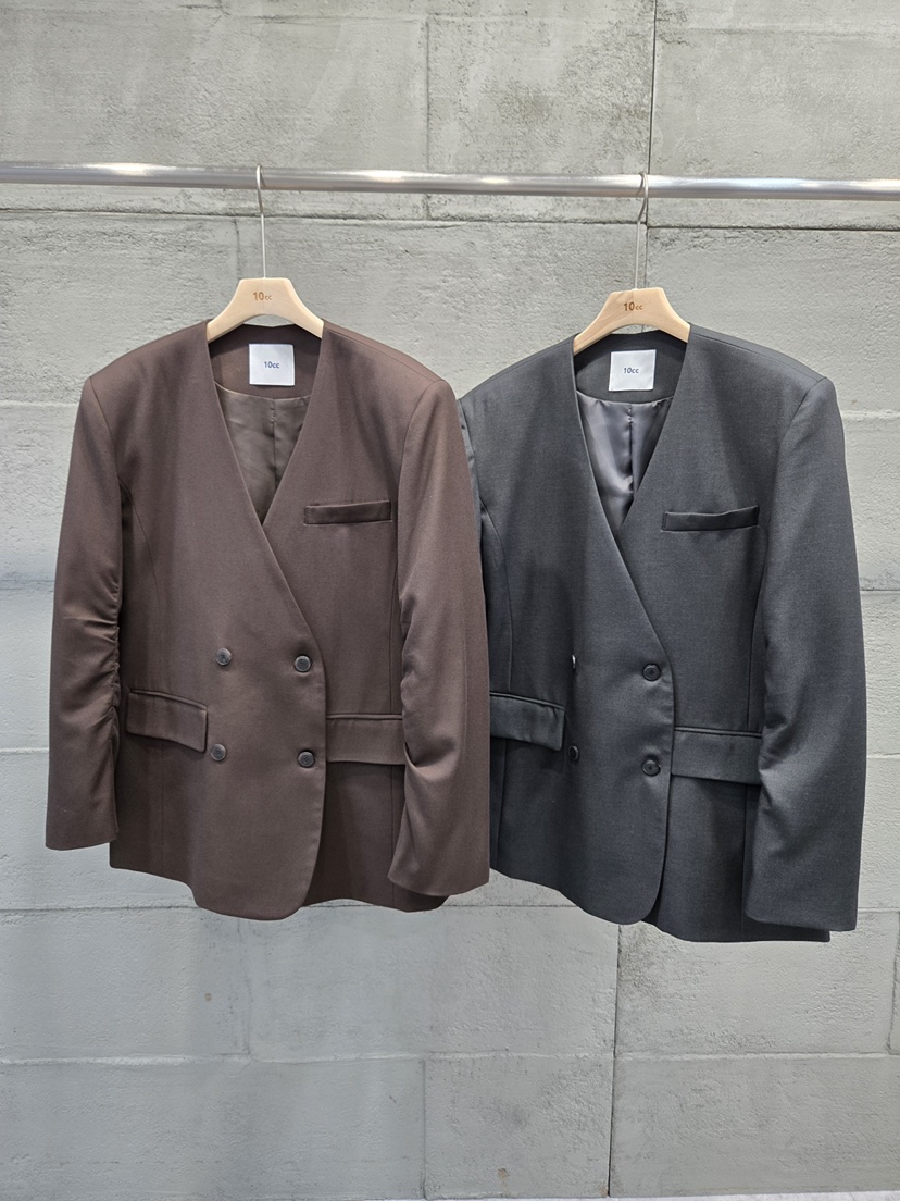 10CC韓國代購女裝新款真品推薦休閑時尚西裝西服褶皺雙層10CC西裝/西服
