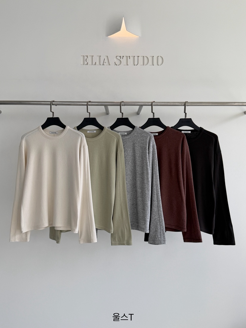 ELIA東大門實拍女裝新品人氣推薦時尚熱賣真品長袖T恤羊毛ELIA長袖T恤