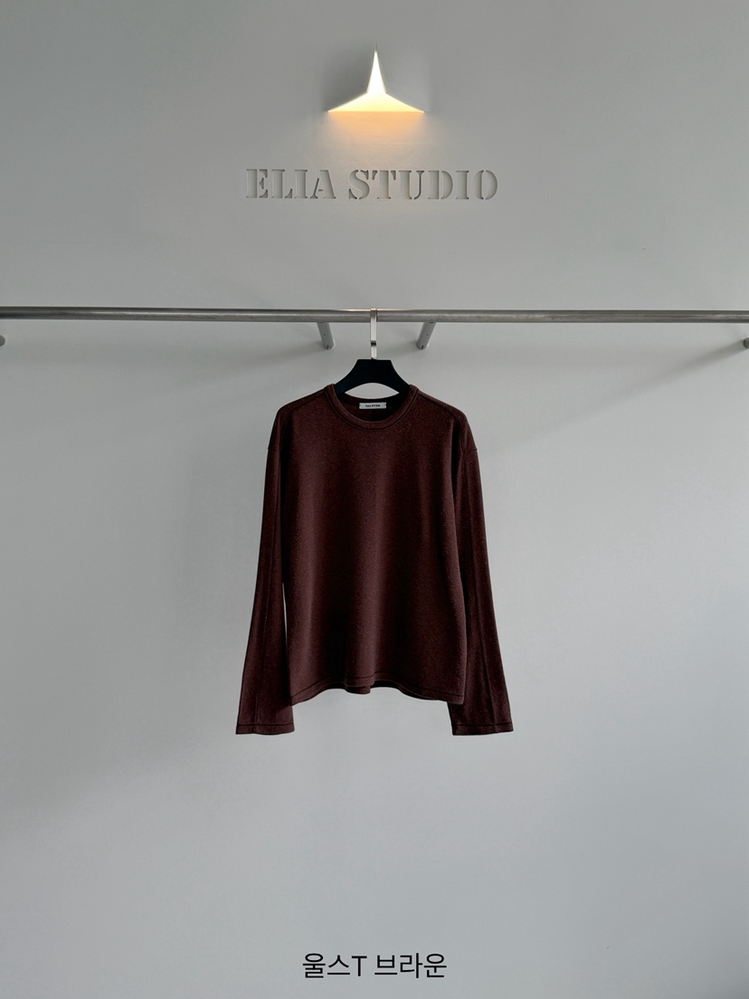 ELIA東大門實拍女裝新品人氣推薦時尚熱賣真品長袖T恤羊毛ELIA長袖T恤圖色4棕色