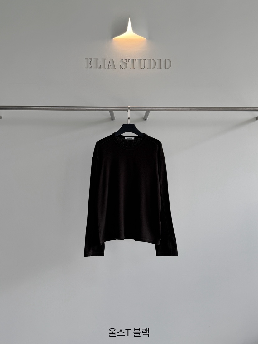 ELIA東大門實拍女裝新品人氣推薦時尚熱賣真品長袖T恤羊毛ELIA長袖T恤圖色5黑色